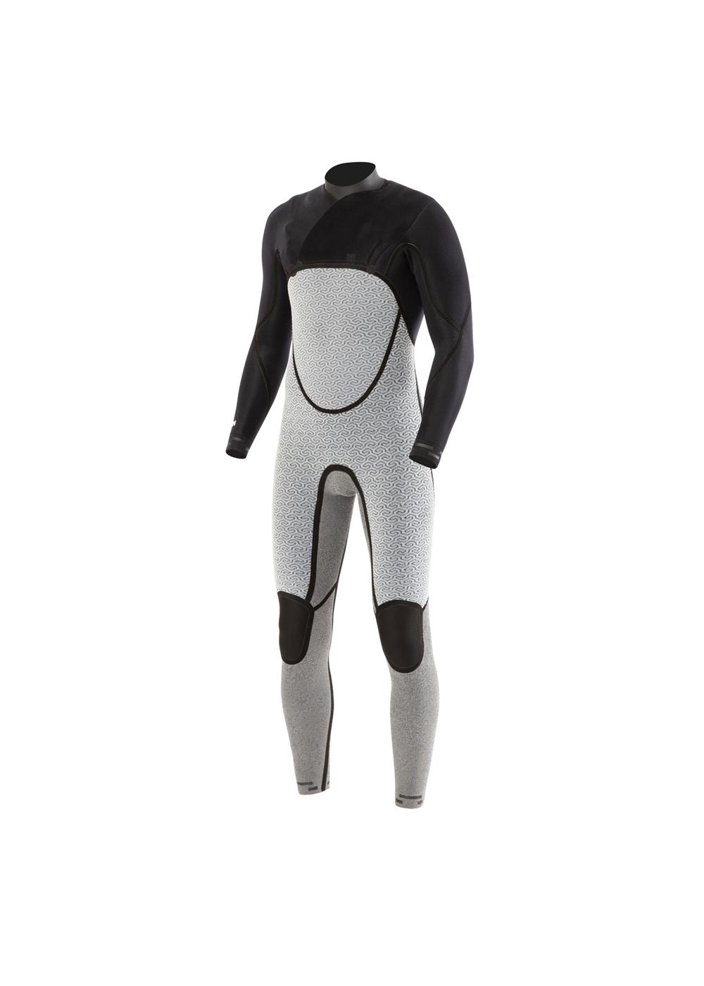 Vissla North Seas 4/3 Chest Zip Wetsuit - Black lining front