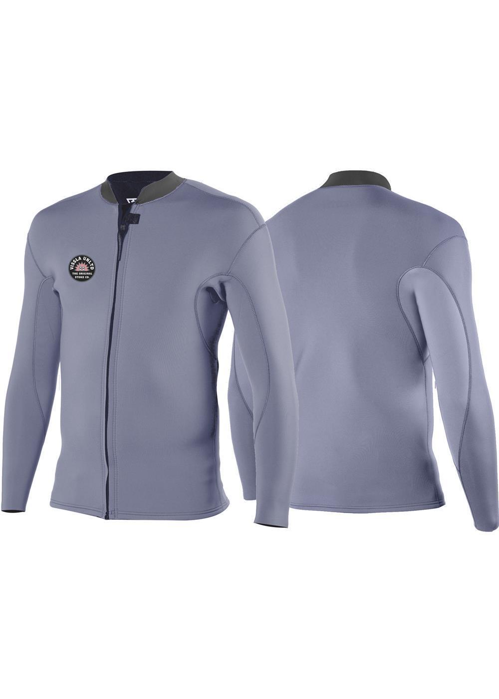 Vissla Solid Sets 2mm Front Zip Jacket - Dusty Lilac - Front and Black
