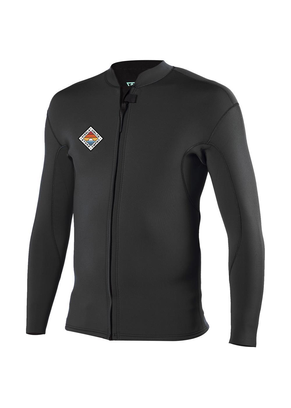 Vissla Solid Sets 2mm Front Zip Jacket - Black - front