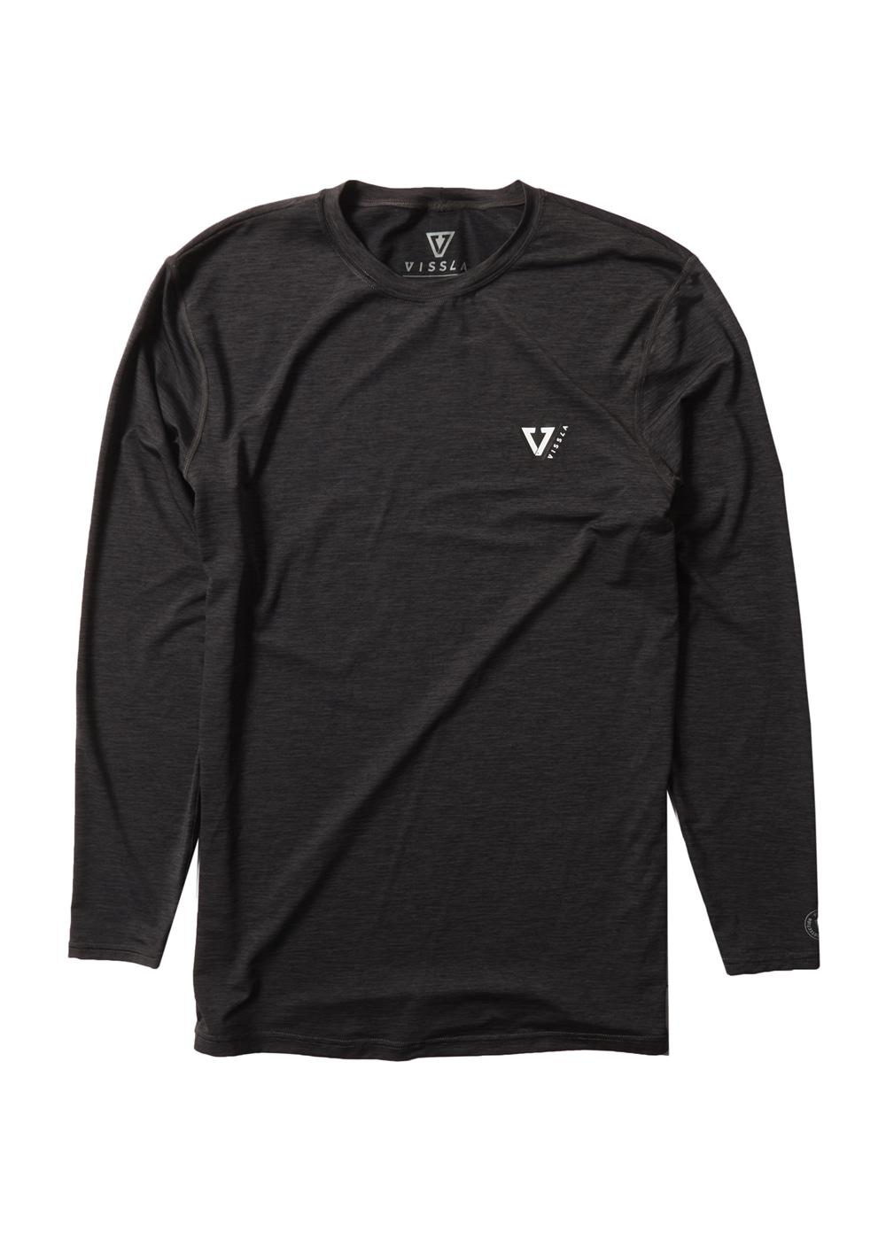Vissla Twisted Eco Long Sleeve Surf Tee - Black Heather front