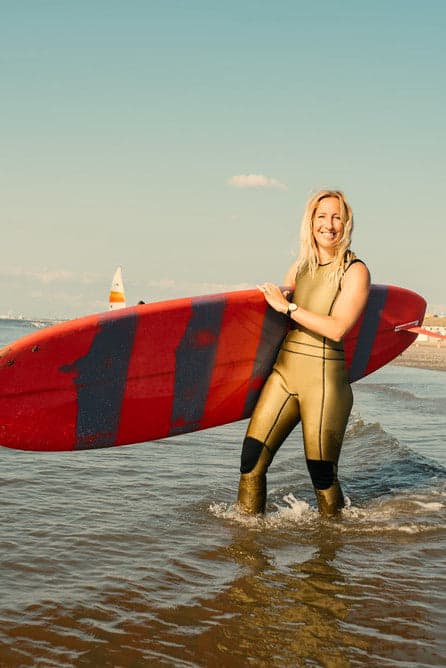 Wallien Long Jane Wetsuit - Silky Gold on  beach