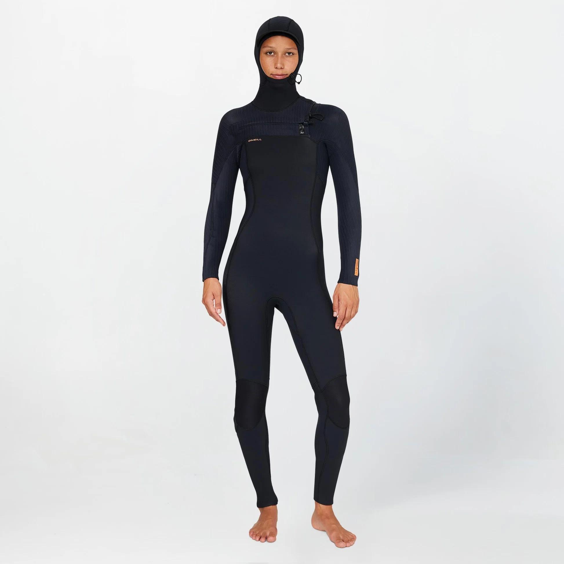 Womens HyperFreak 5.5/4+ Hooded Steamer Chest Zip Wetsuit - Black