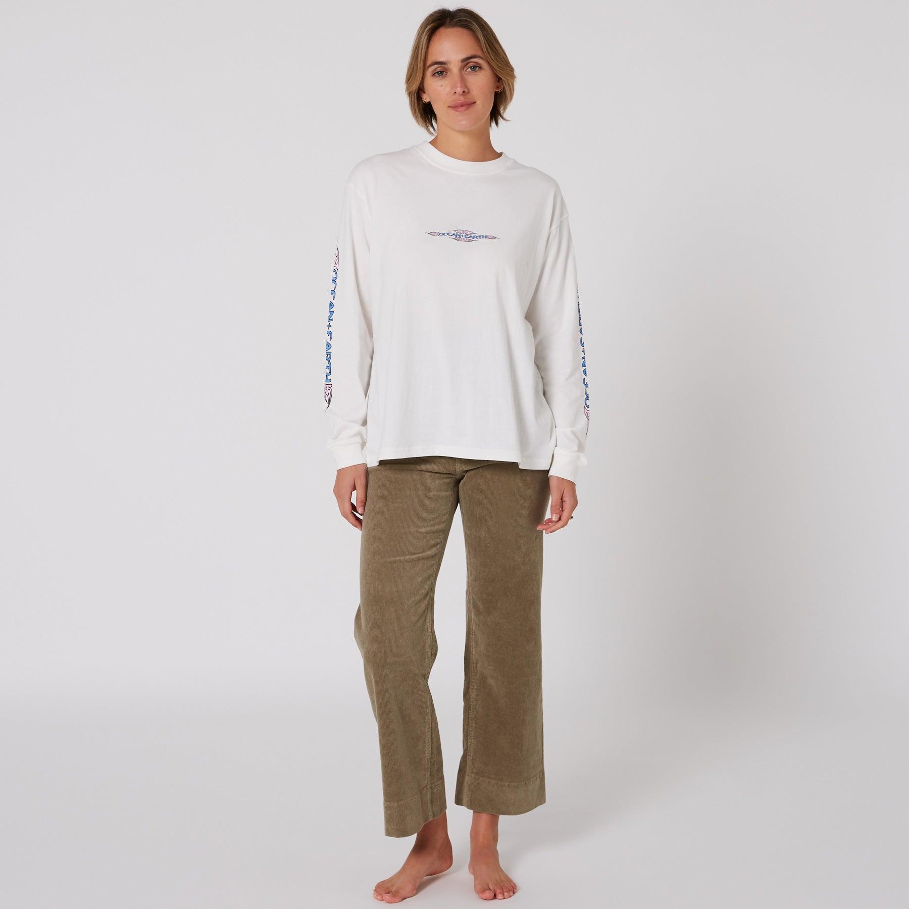 Womens Tribal LS Tee - Off White