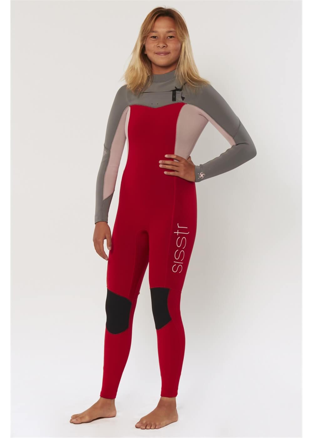 Youth 7 Seas 3-2 Chest Full Wetsuit - Red