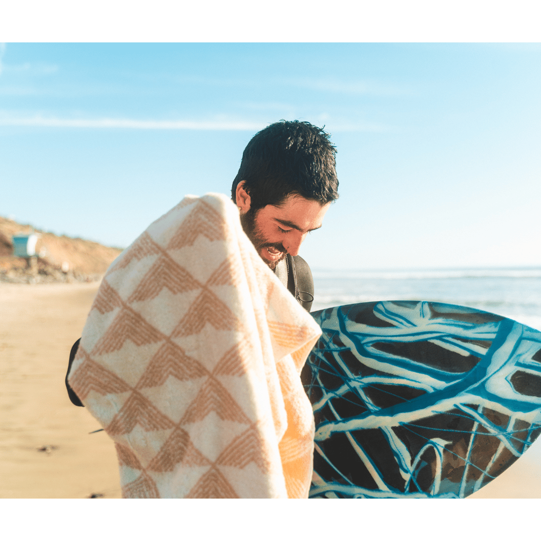 West Path Oversized Beach Towel - Organic Cotton on model