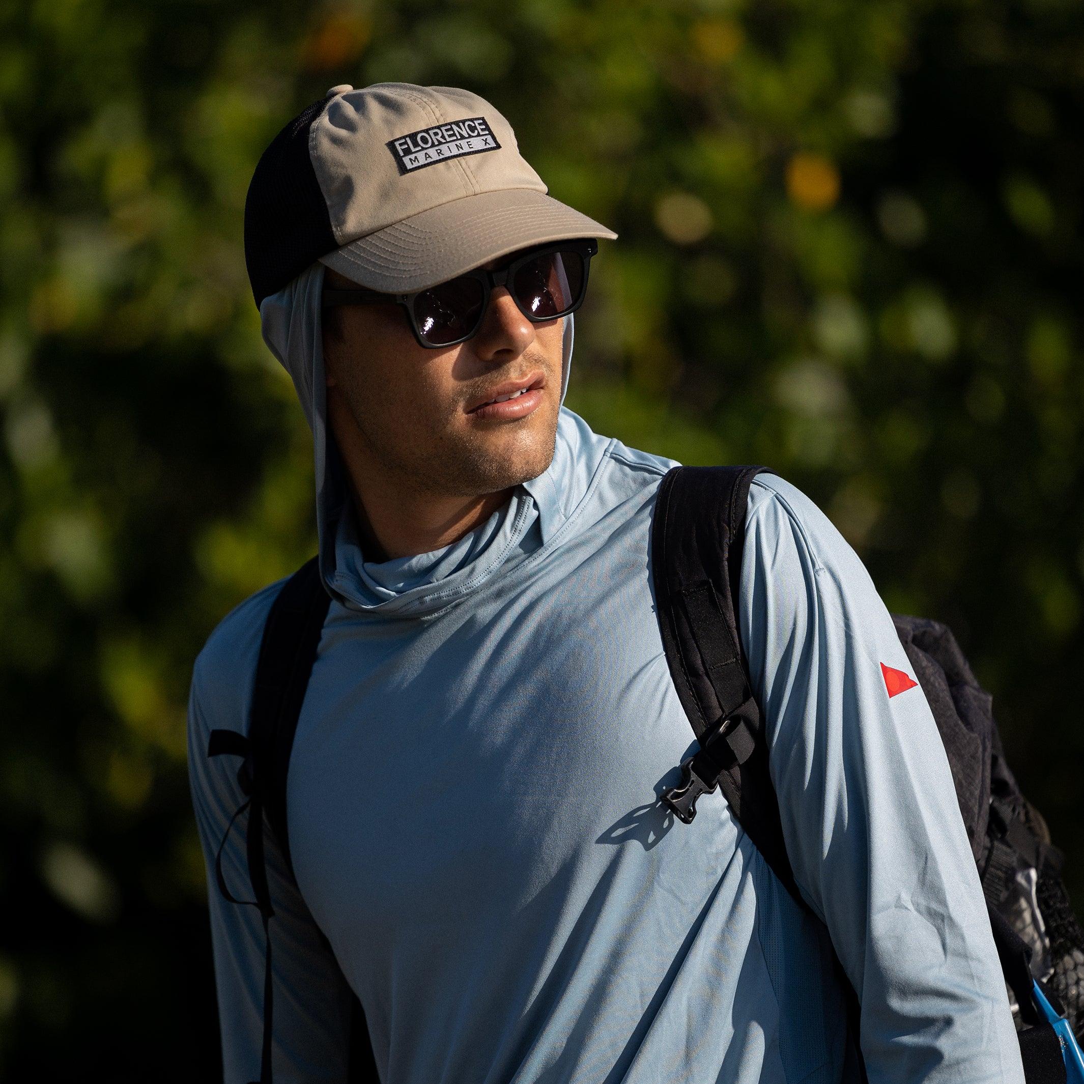 Florence Marine X Unstructured Trucker Hat - Tan on model