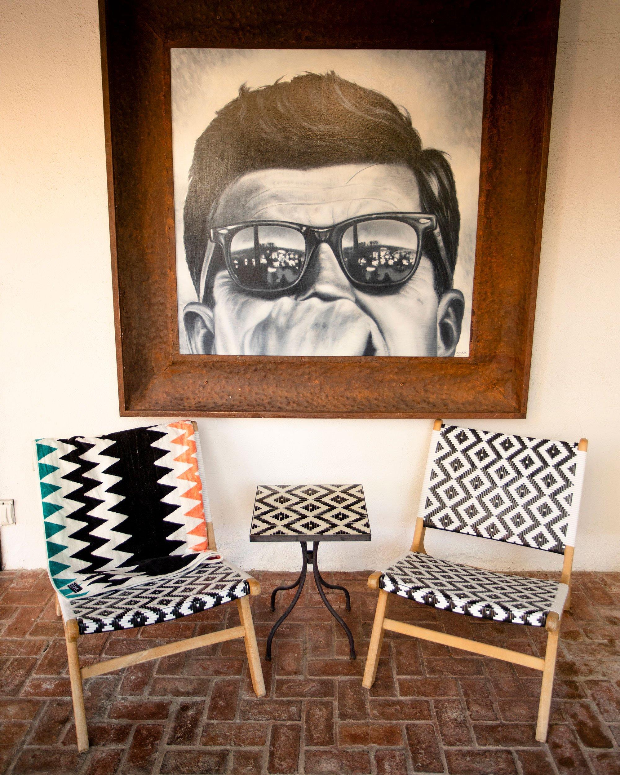 LEUS Villa Royale XL Beach Towel on a chair