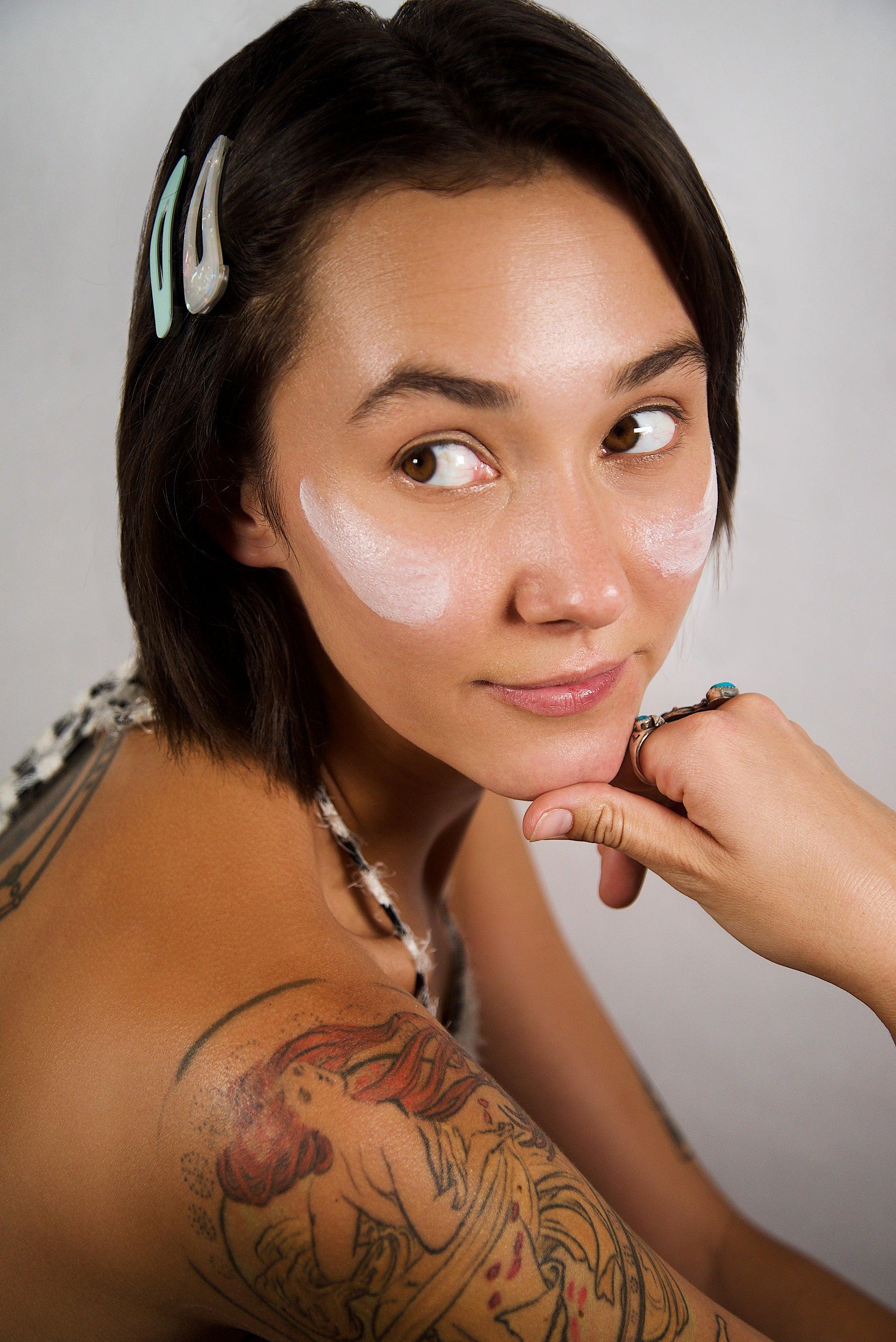 Surf Durt "Pink Top" Zombie White SPF 30 Sunscreen on model