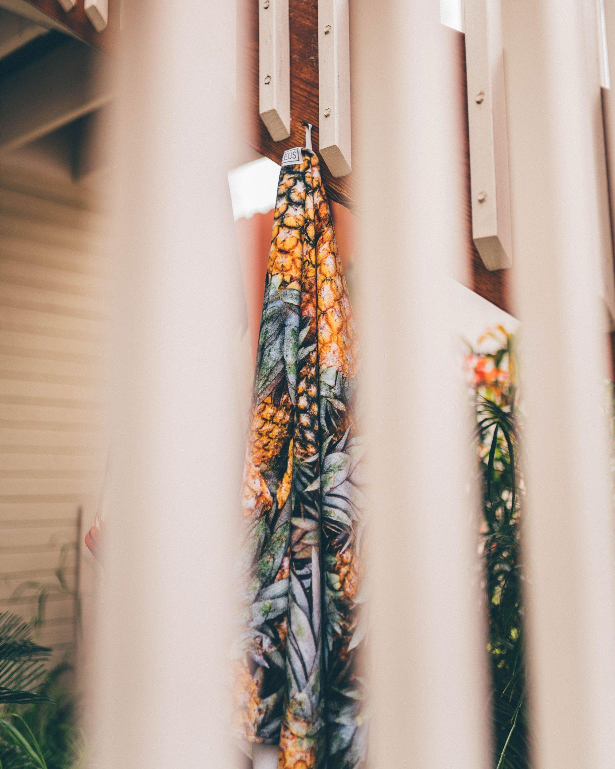 LEUS Pineapple Paradise Beach Towel hanging
