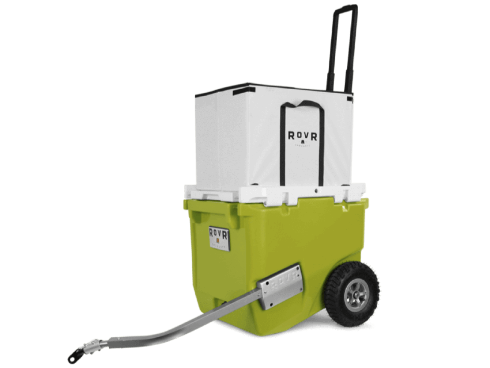 ROVR RollR 45 Cooler - Moss side with bag and bike mount