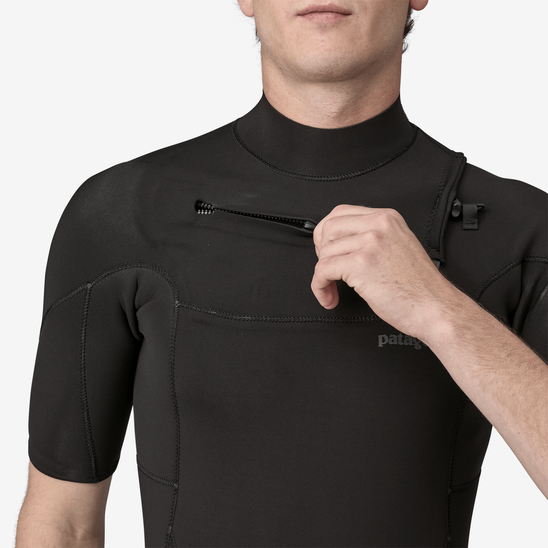 Close-up of wetsuit zipper