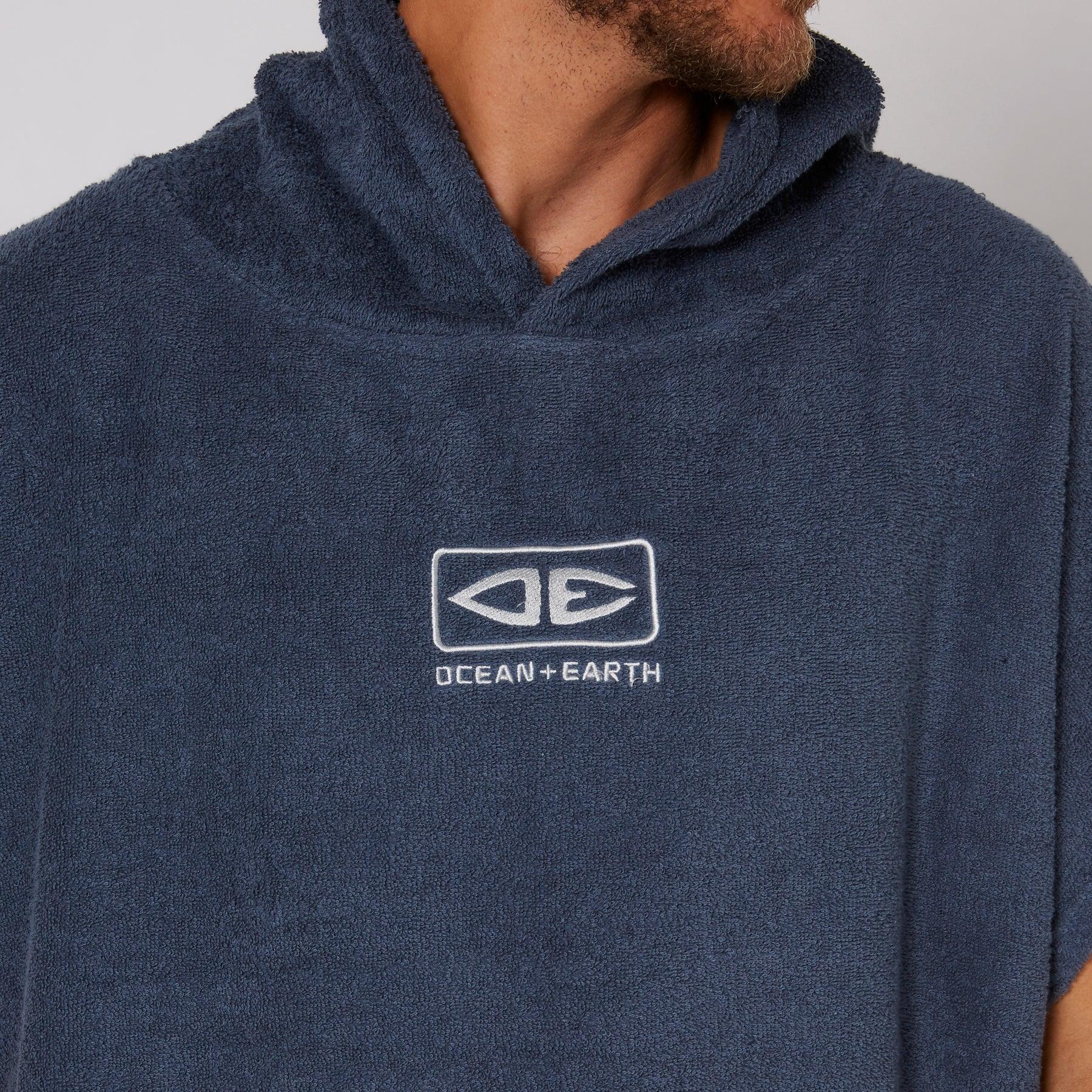 Navy Hooded Poncho Side View