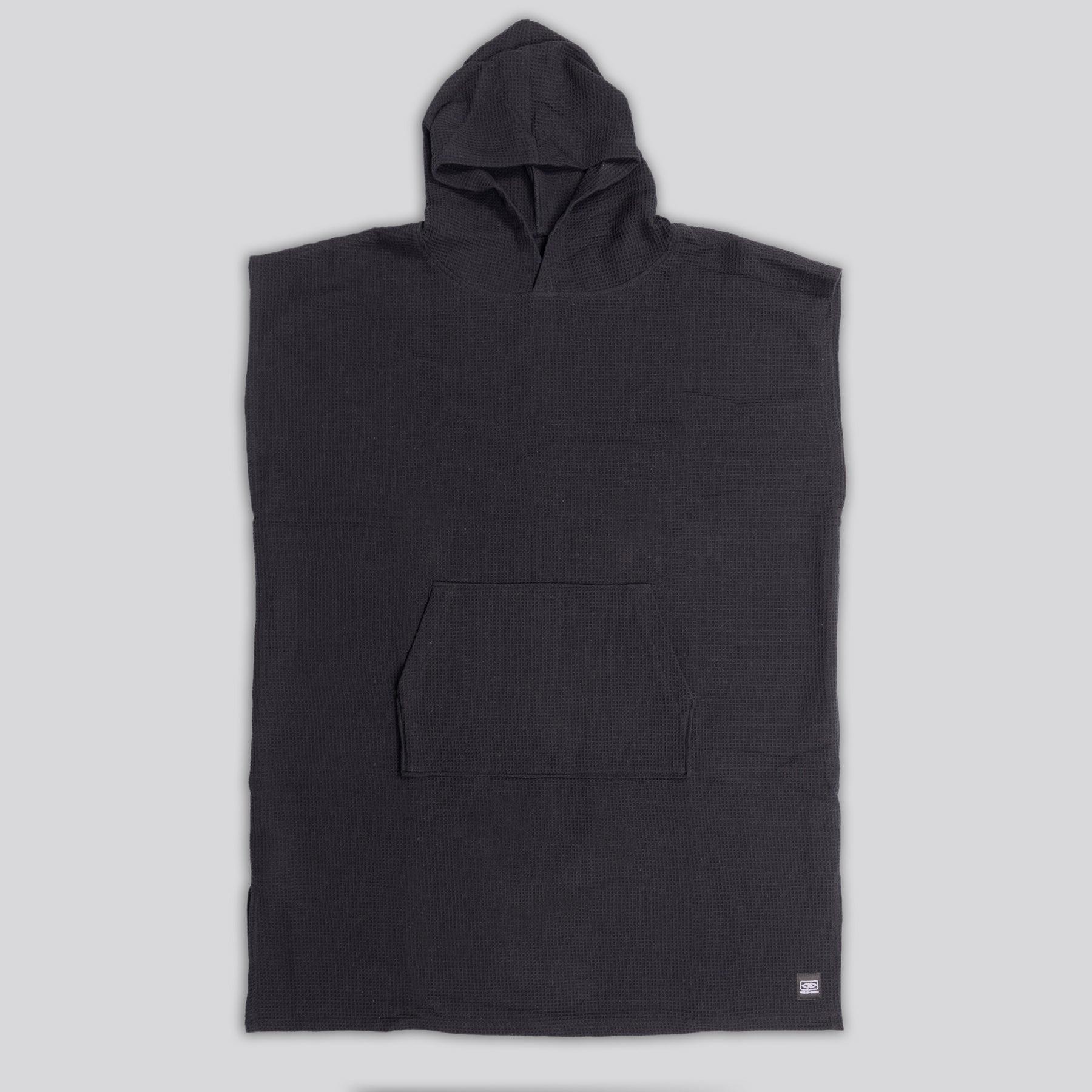 Black Waffle Poncho Front View