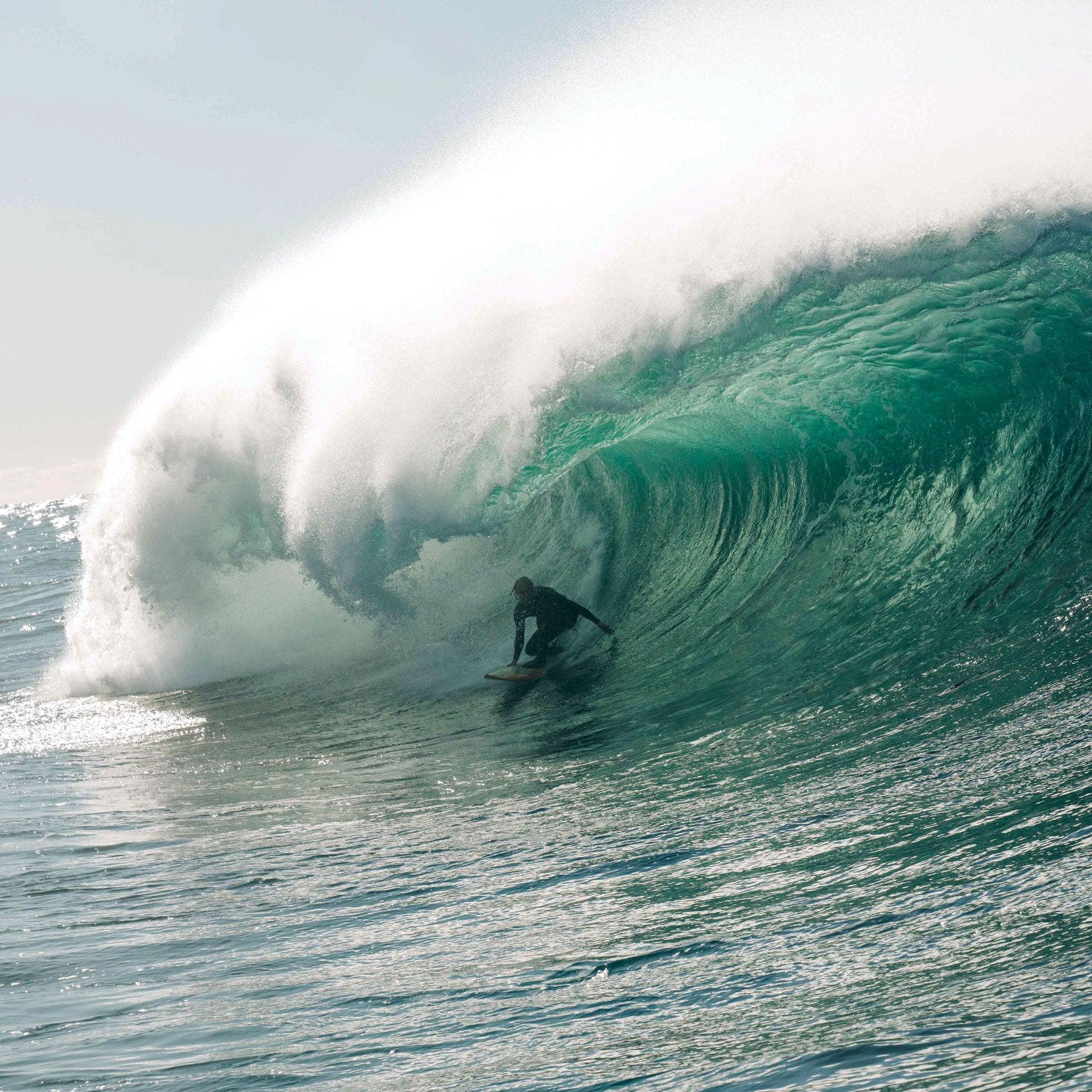 Russell Bierke testing the Reef ONE-XT surfboard leash by Ocean and Earth