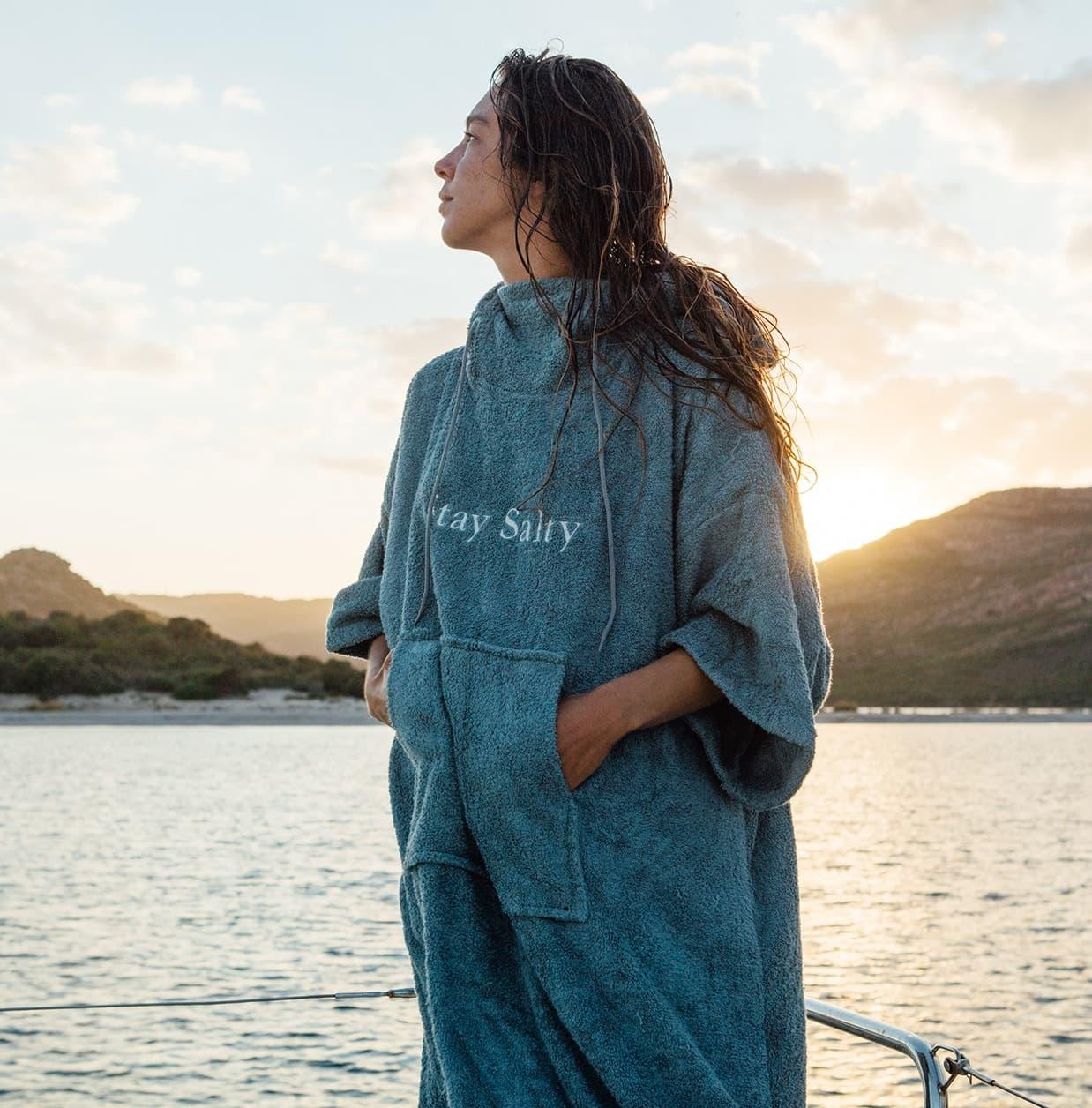 BAMBOO PONCHO - STEEL women
