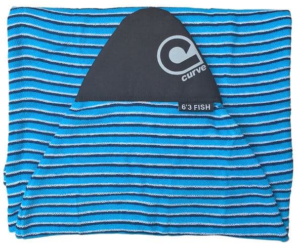 Curve Fish Surfboard Sock - Blue Horizon folded