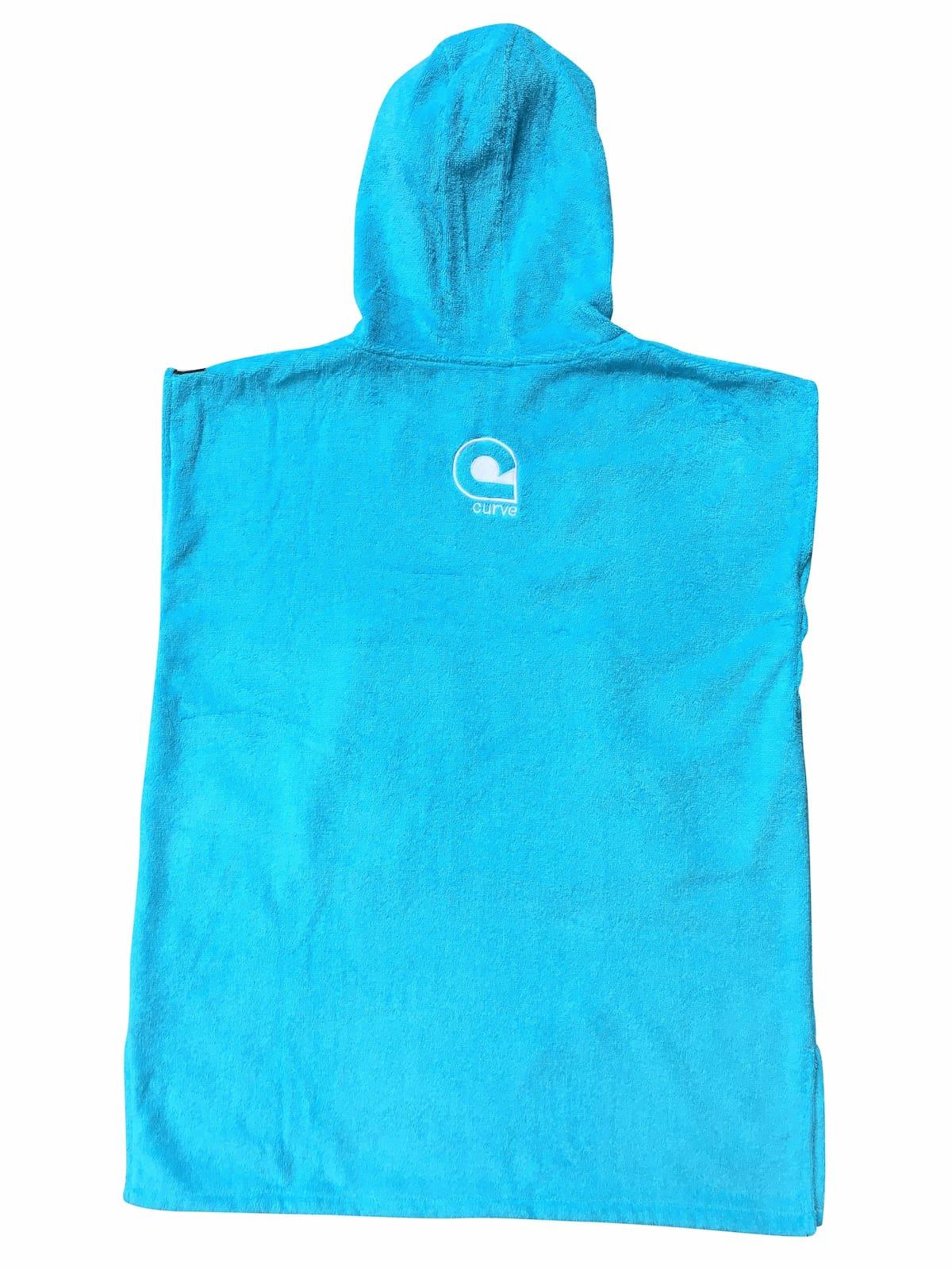 Curve Surf Poncho Towel - Cotton Aqua front back