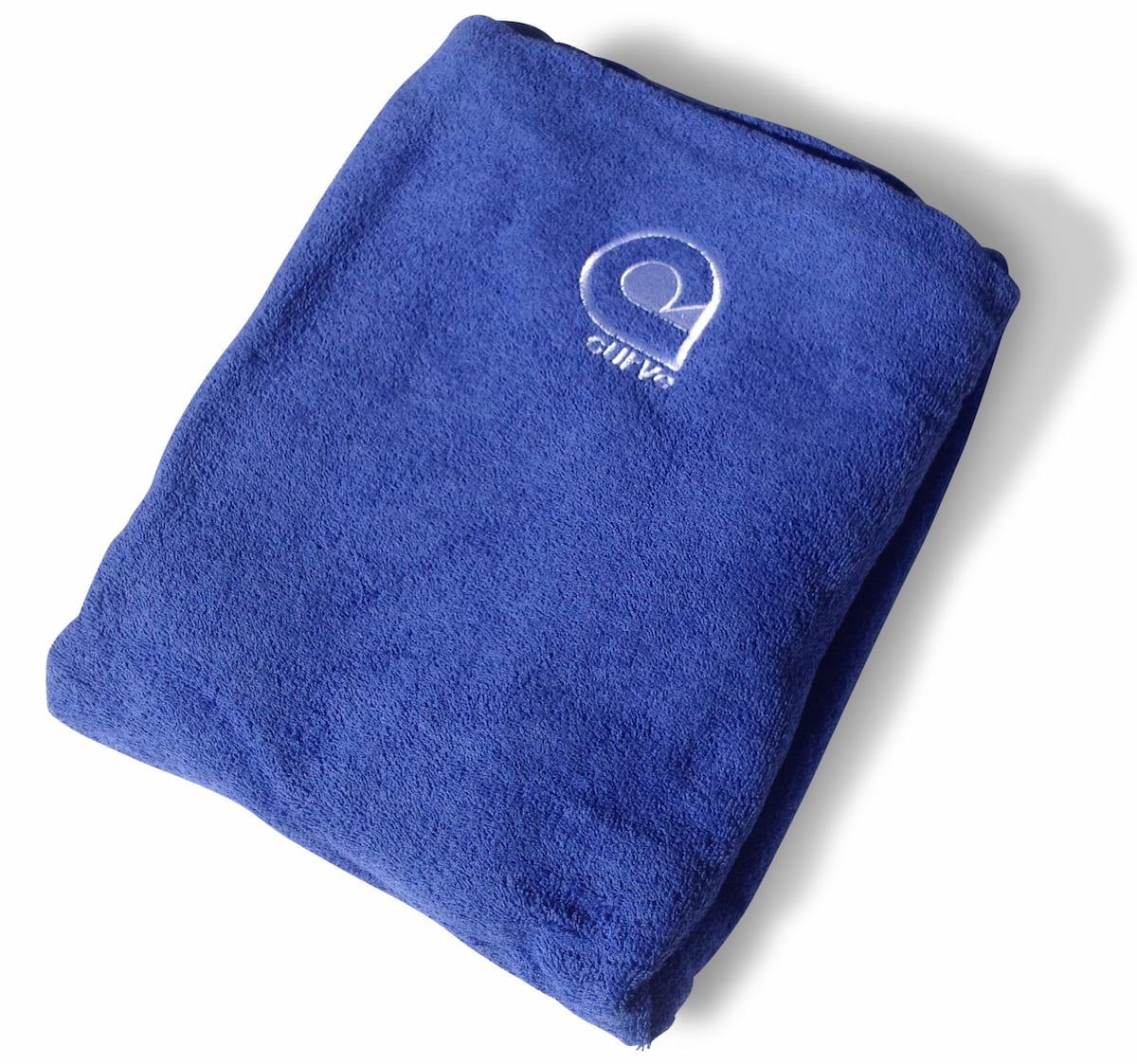 Curve Surf Poncho Towel - Cotton Blue folded