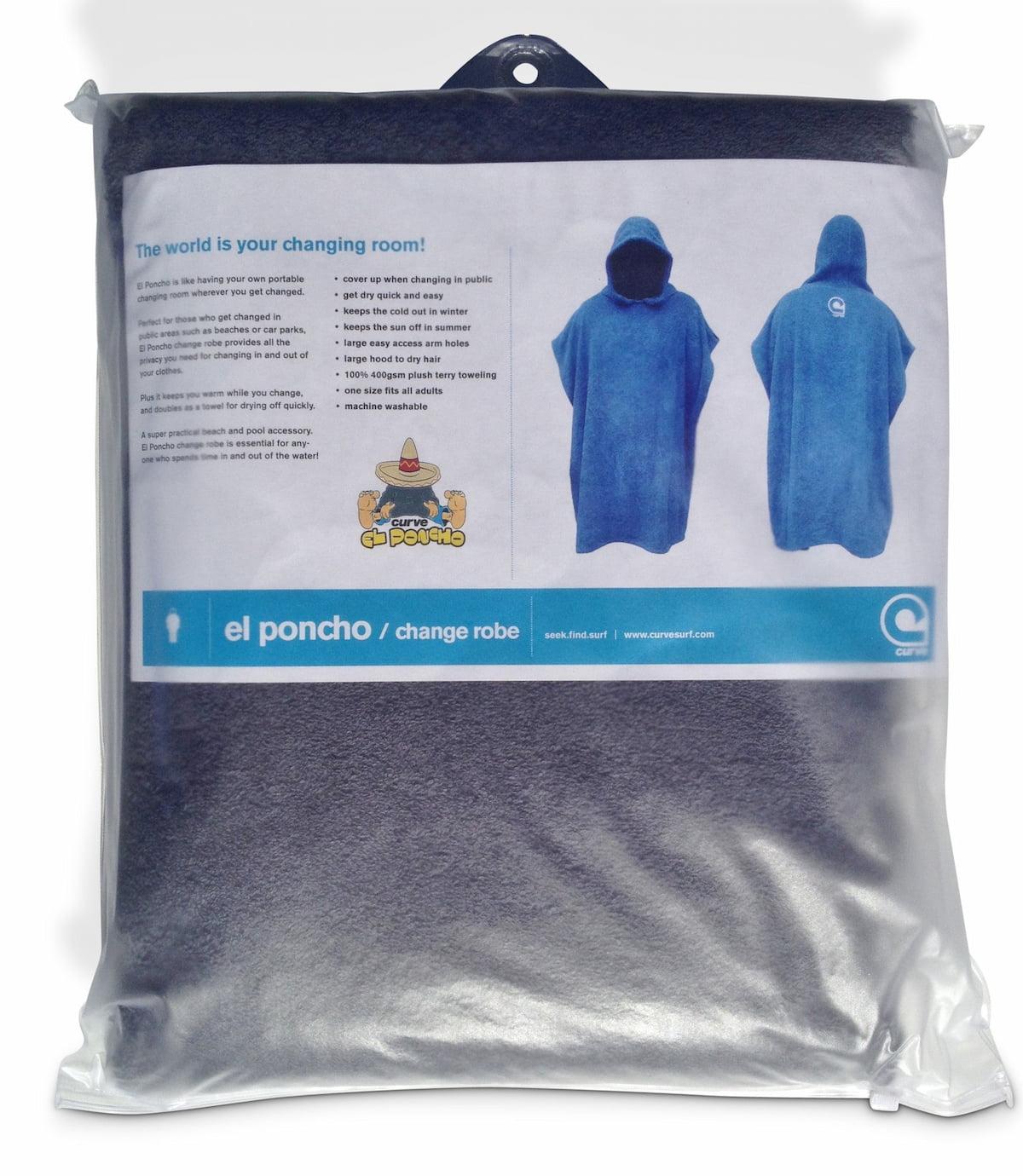 Curve YinYang Surf Poncho Towel Charcoal in packaging