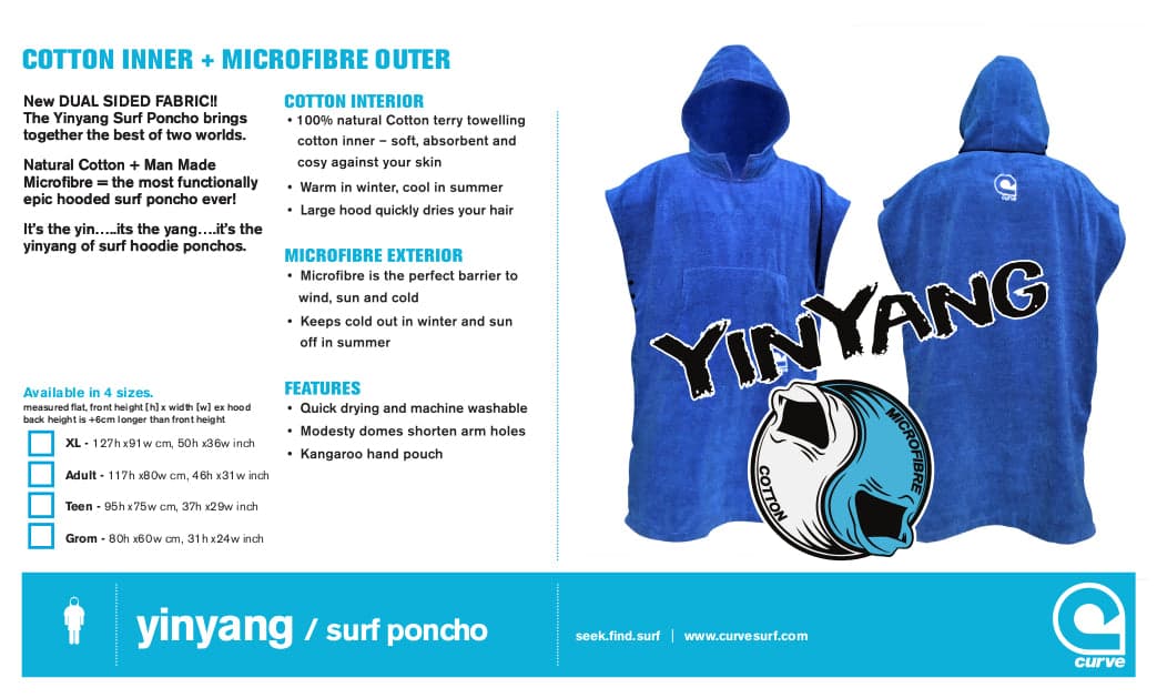 Curve YinYang Surf Poncho Towel features
