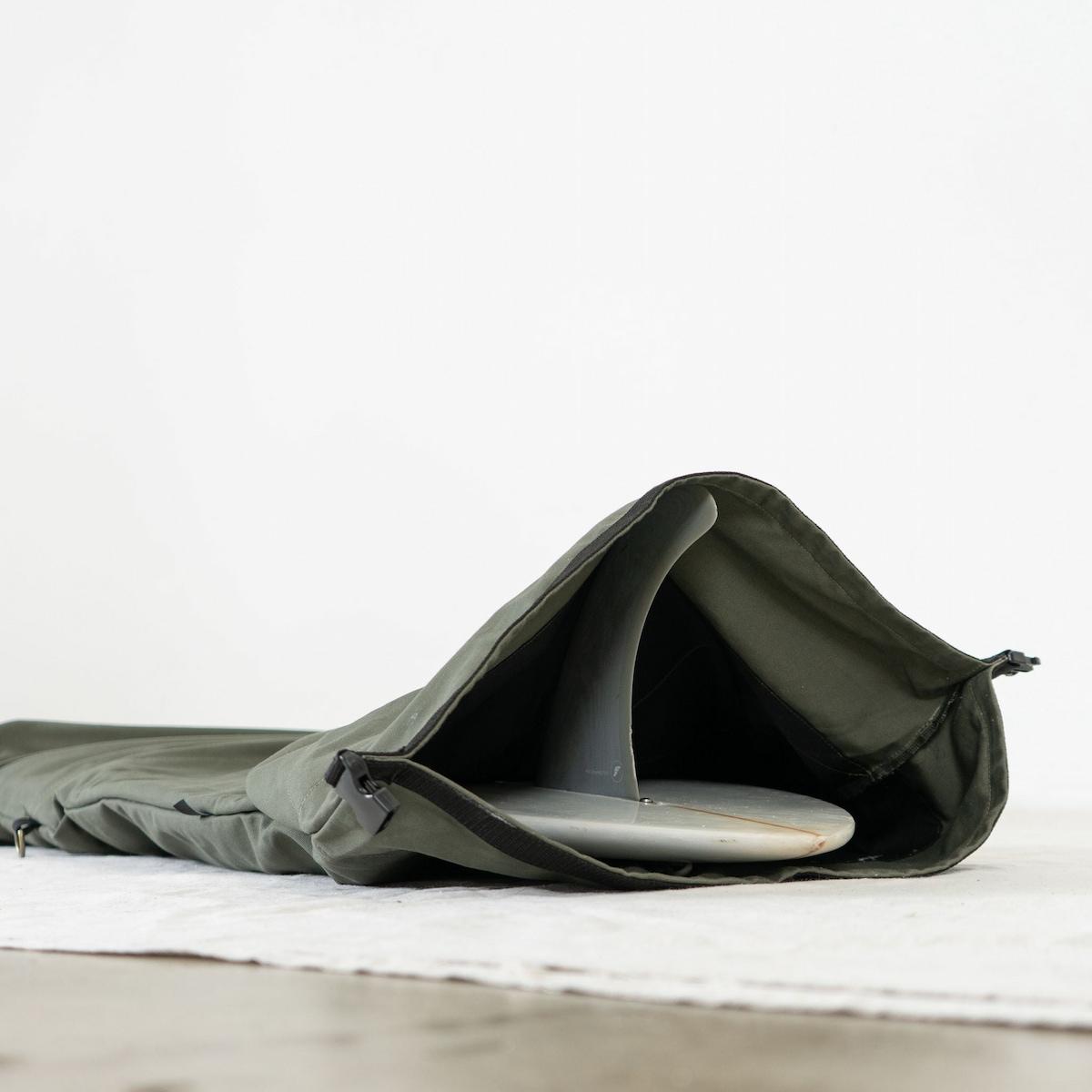 Faro Olive Drab Roll Bottom Board Bag closure