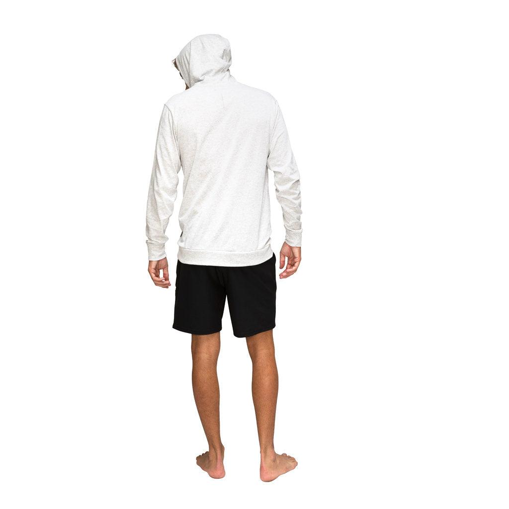 Florence Marine X Burgee Recover Hooded Long Sleeve T-shirt - Light Heather Grey on model back