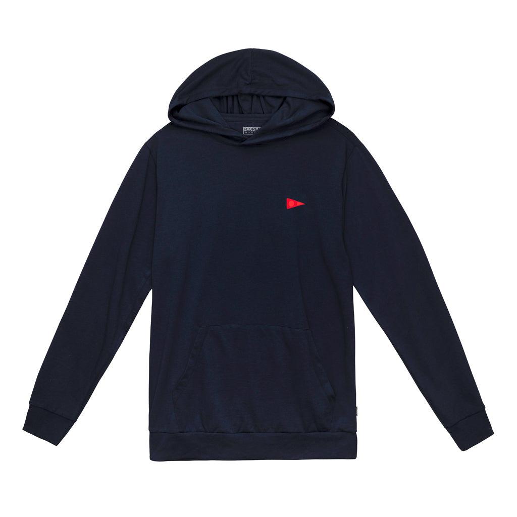 Florence Marine X Burgee Recover Hooded Long Sleeve T-shirt - Navy front