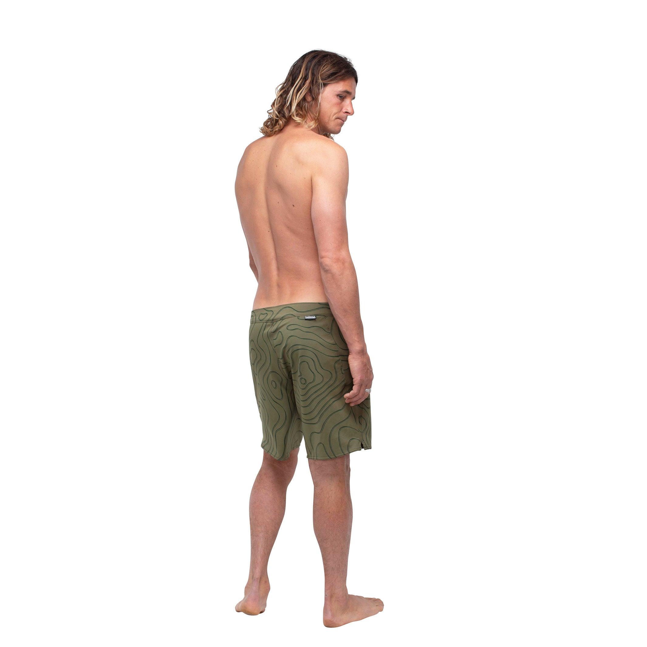 Florence Marine X Isobar Boardshort - Burnt Olive  on model back