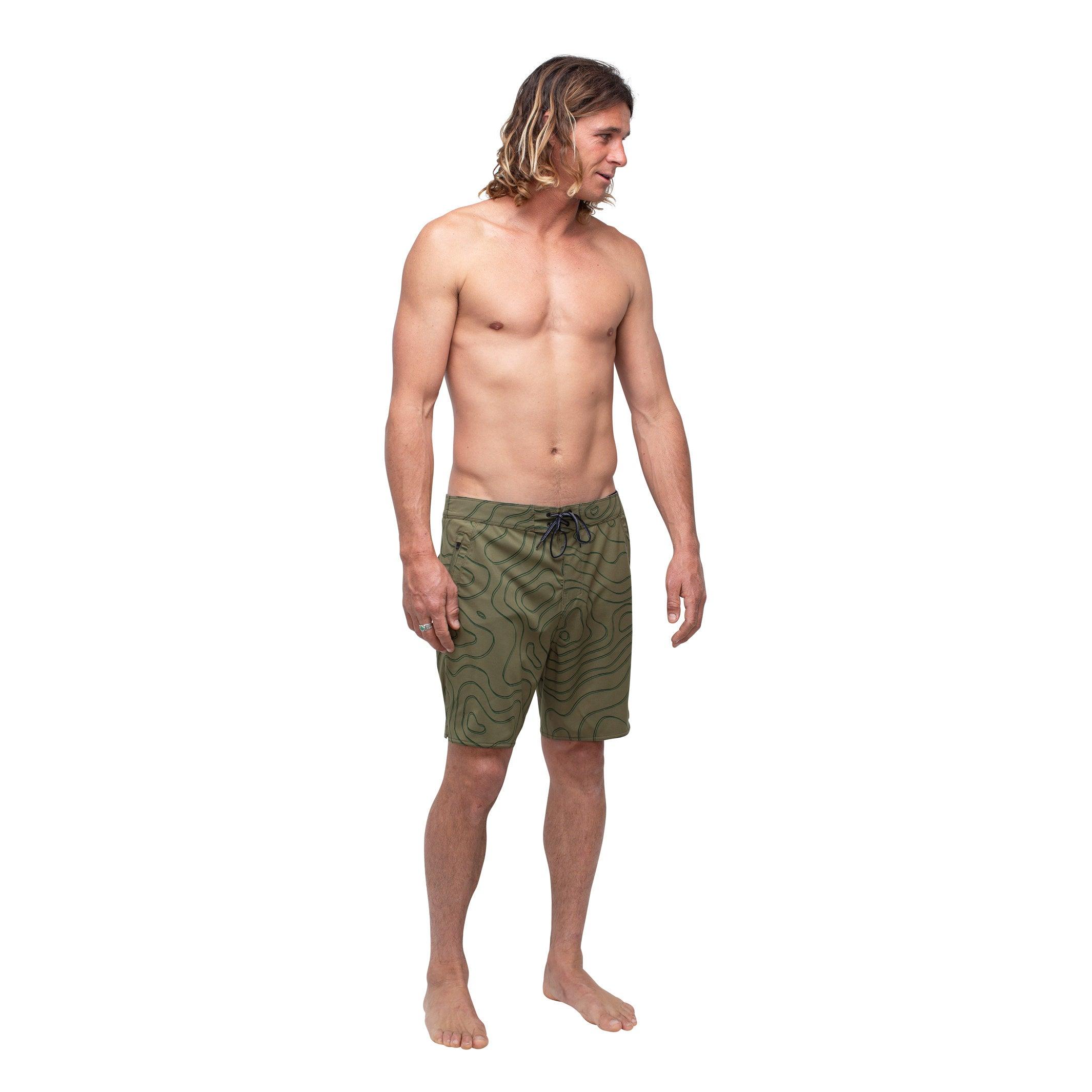 Florence Marine X Isobar Boardshort - Burnt Olive on model front