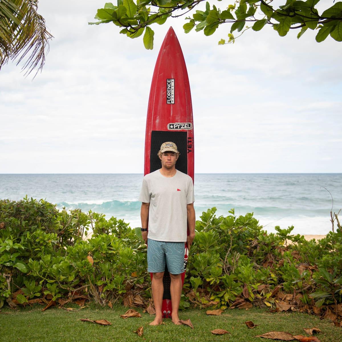 Florence Marine X Isobar Boardshort - Steel Blue on model at the beach