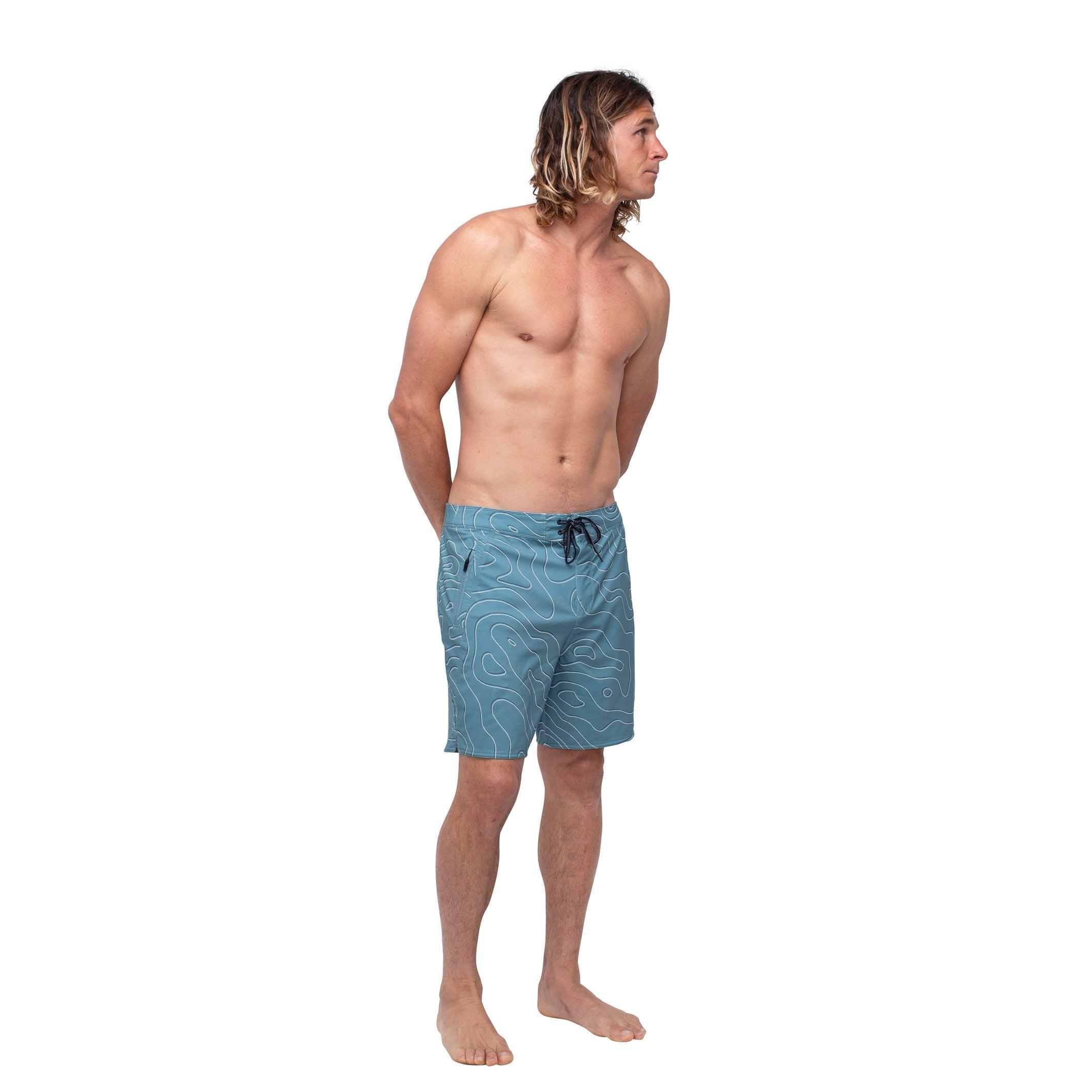 Florence Marine X Isobar Boardshort - Steel Blue on model front