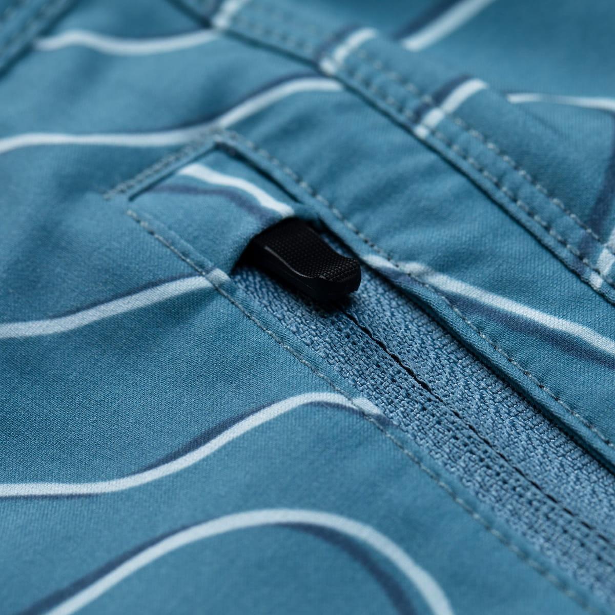 Florence Marine X Isobar Boardshort - Steel Blue side zip pocket