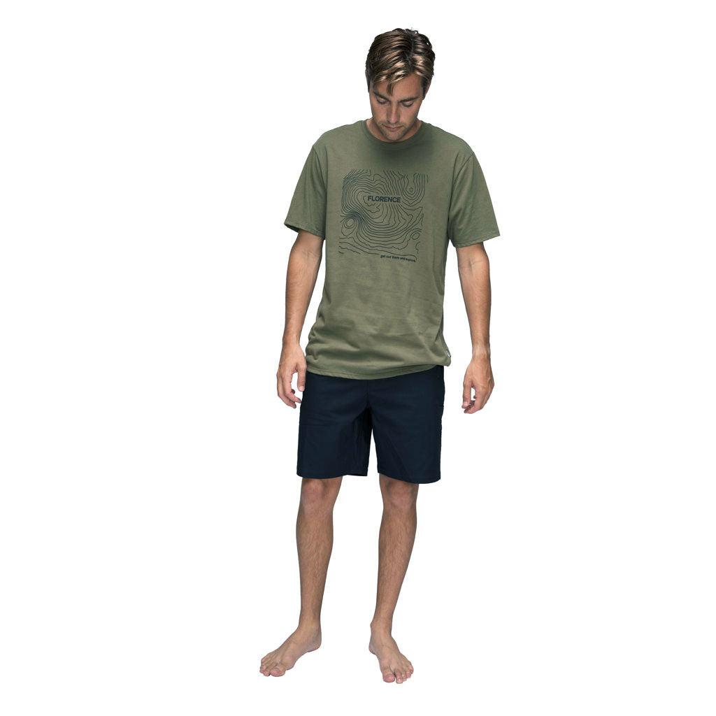 Florence Marine X Isobar Organic T-Shirt - Burnt Olive on model front