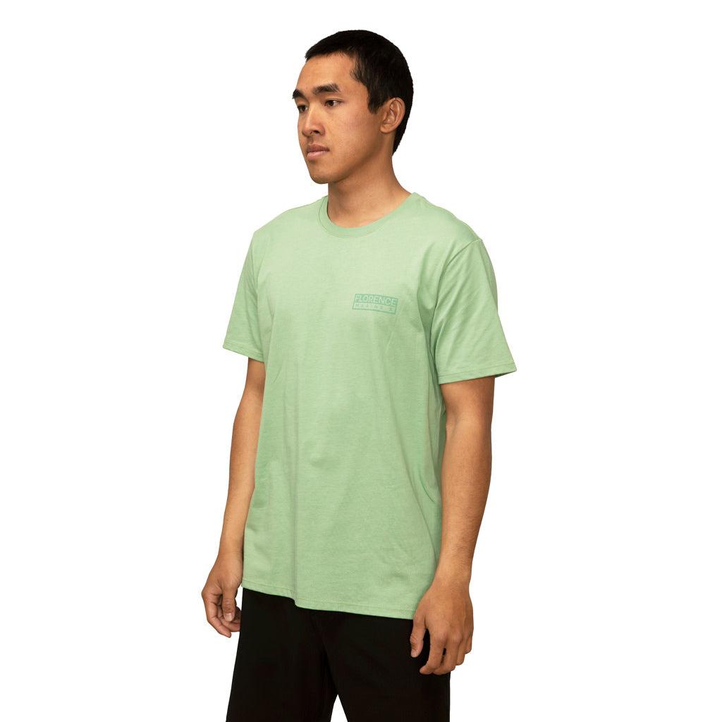 Florence Marine X Logo Organic T-Shirt - Light Sage on model front