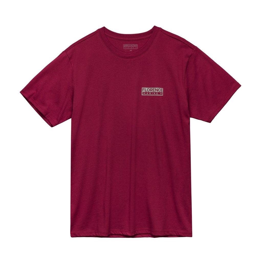 Florence Marine X Logo Organic T-Shirt - Maroon front