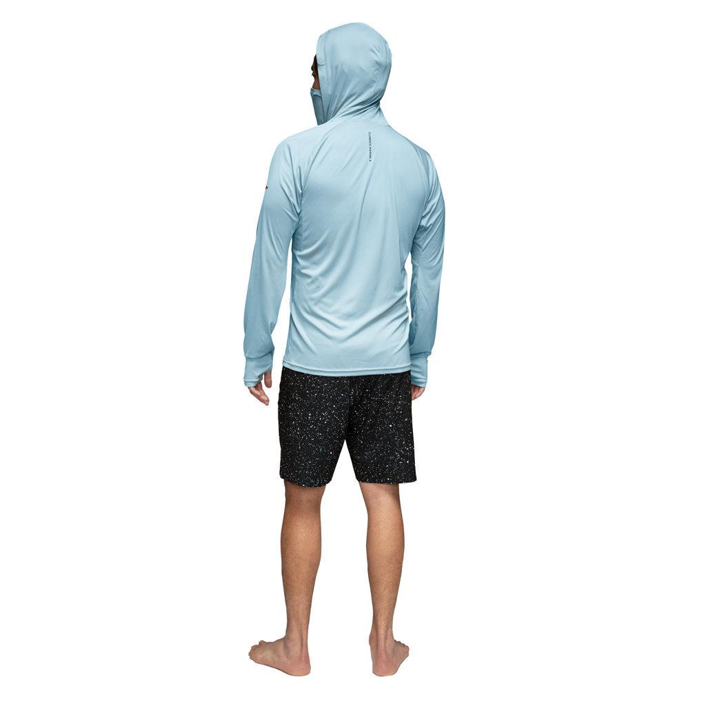 Florence Marine X Long Sleeve Hooded UPF Shirt - Steel Blue on model back