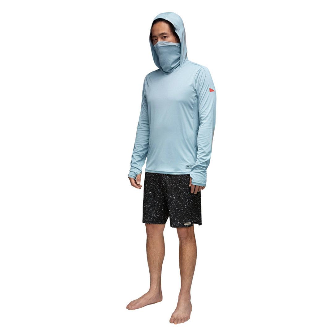 Florence Marine X Long Sleeve Hooded UPF Shirt - Steel Blue on model front