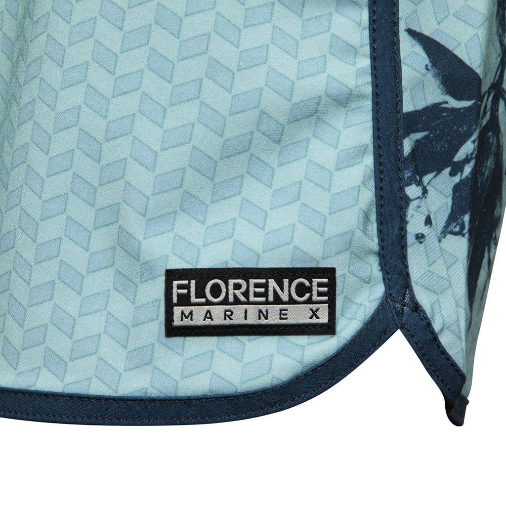 Florence Marine X Naupaka Boardshort - Steel Blue scalloped hem