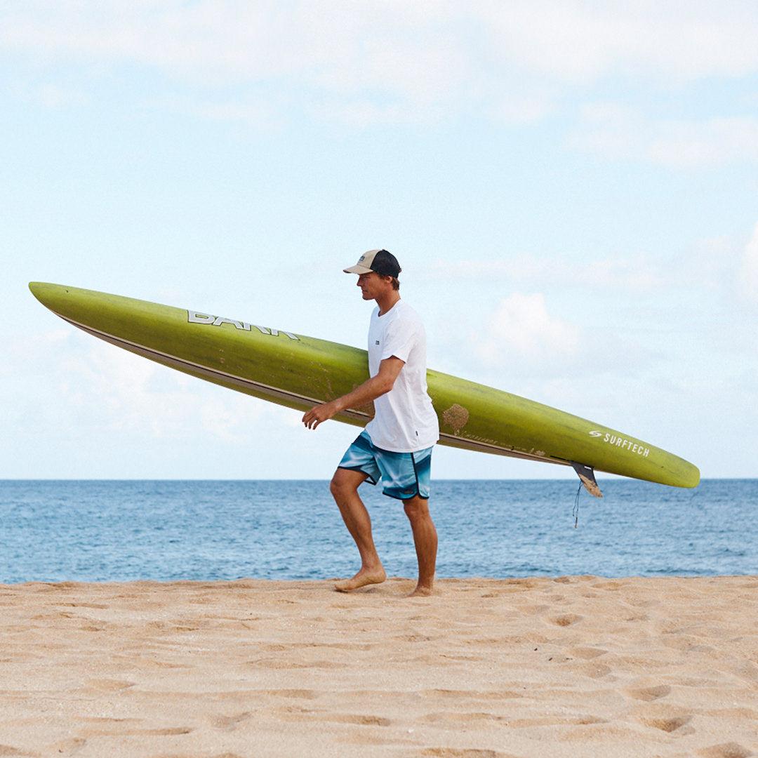 Florence Marine X Shoreline Boardshort - Sky Blue on model at beach