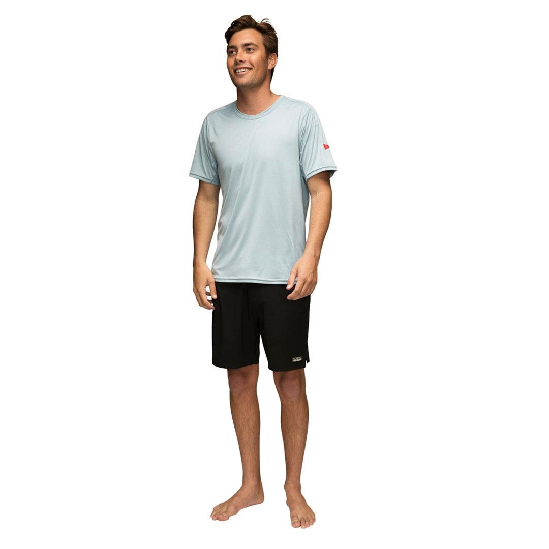 Florene Marine X Short Sleeve UPF Shirt - Steel Blue on model