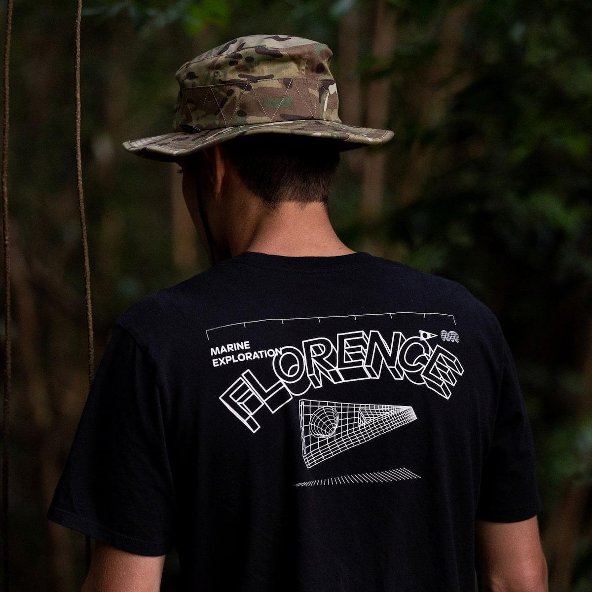 Florence Marine X Wireframe Organic T-Shirt - Black on model prints