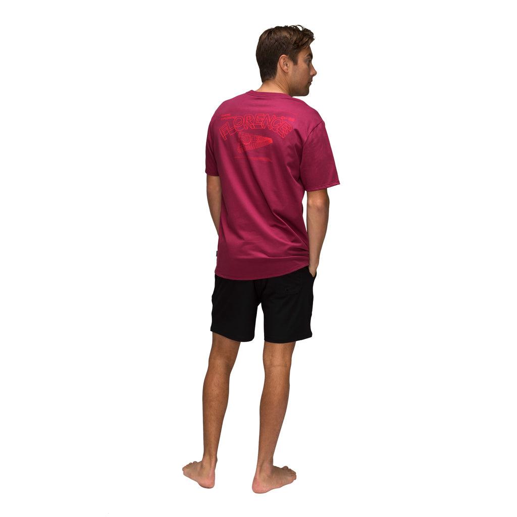 Florence Marine X Wireframe Organic T-Shirt - Maroon on model back