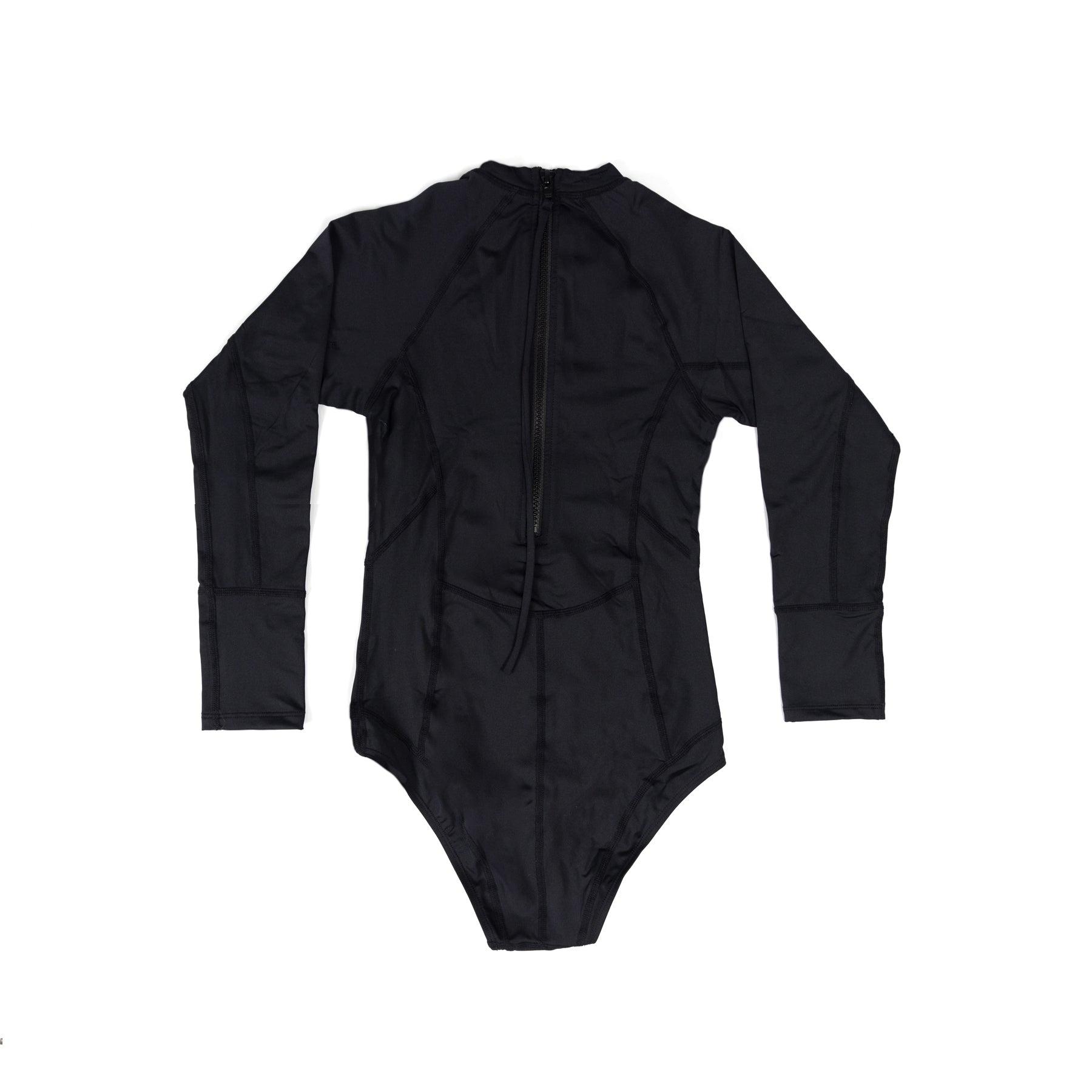 Girls Oceana Long Sleeve Back Zip Lycra Suit - Black