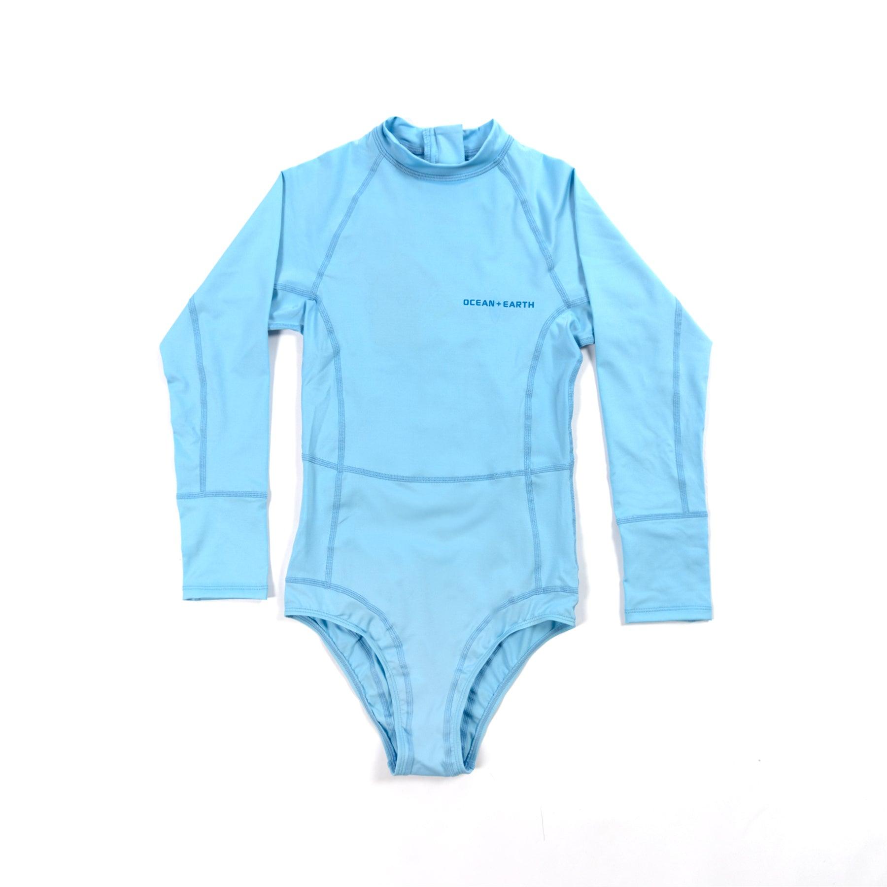 Girls Oceana Long Sleeve Back Zip Lycra Suit - Skyblue
