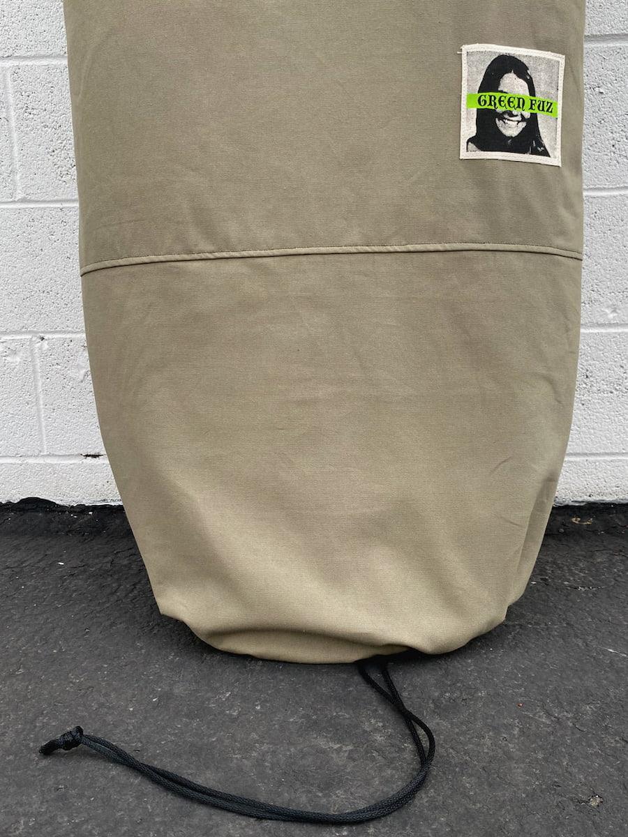Green Fuz Army Log Board Bag closure