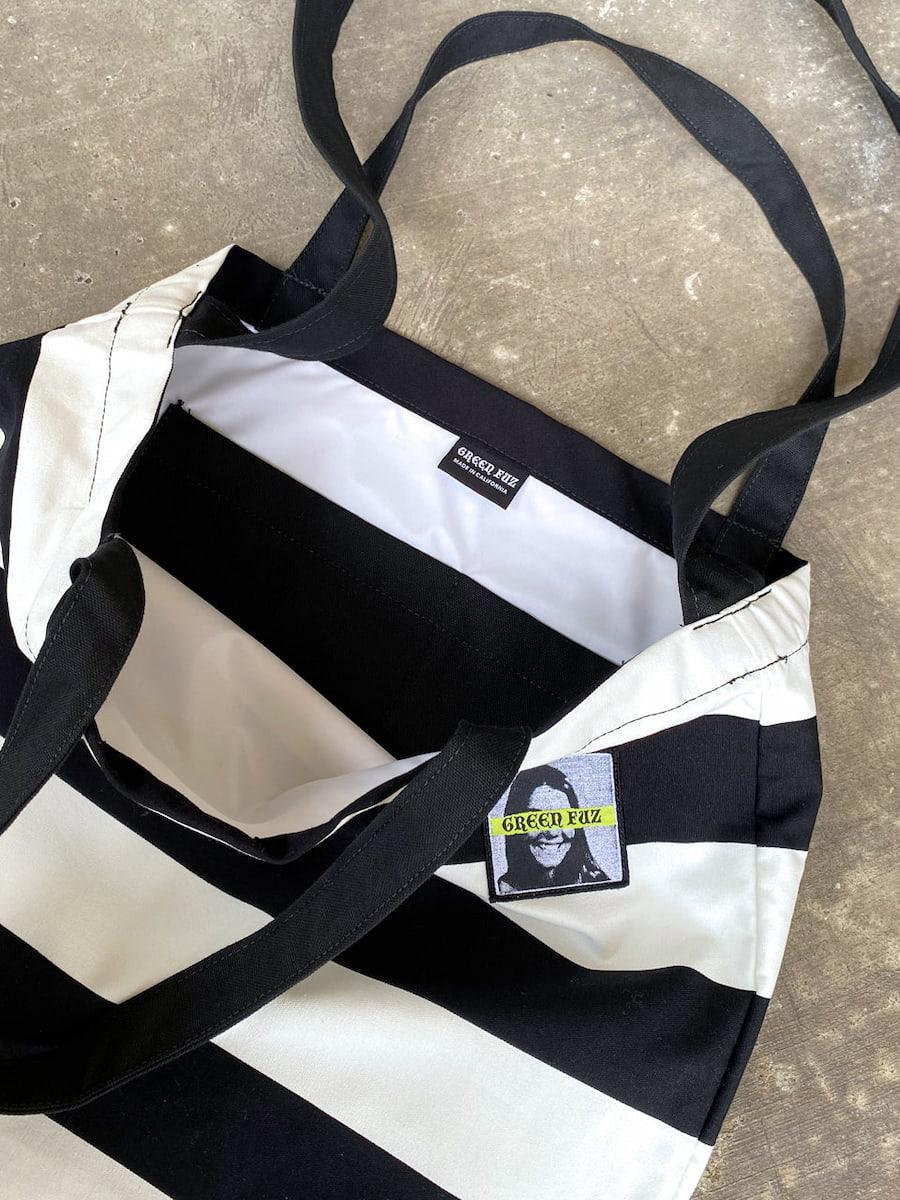 Green Fuz Beach City Bag - Stripes liner