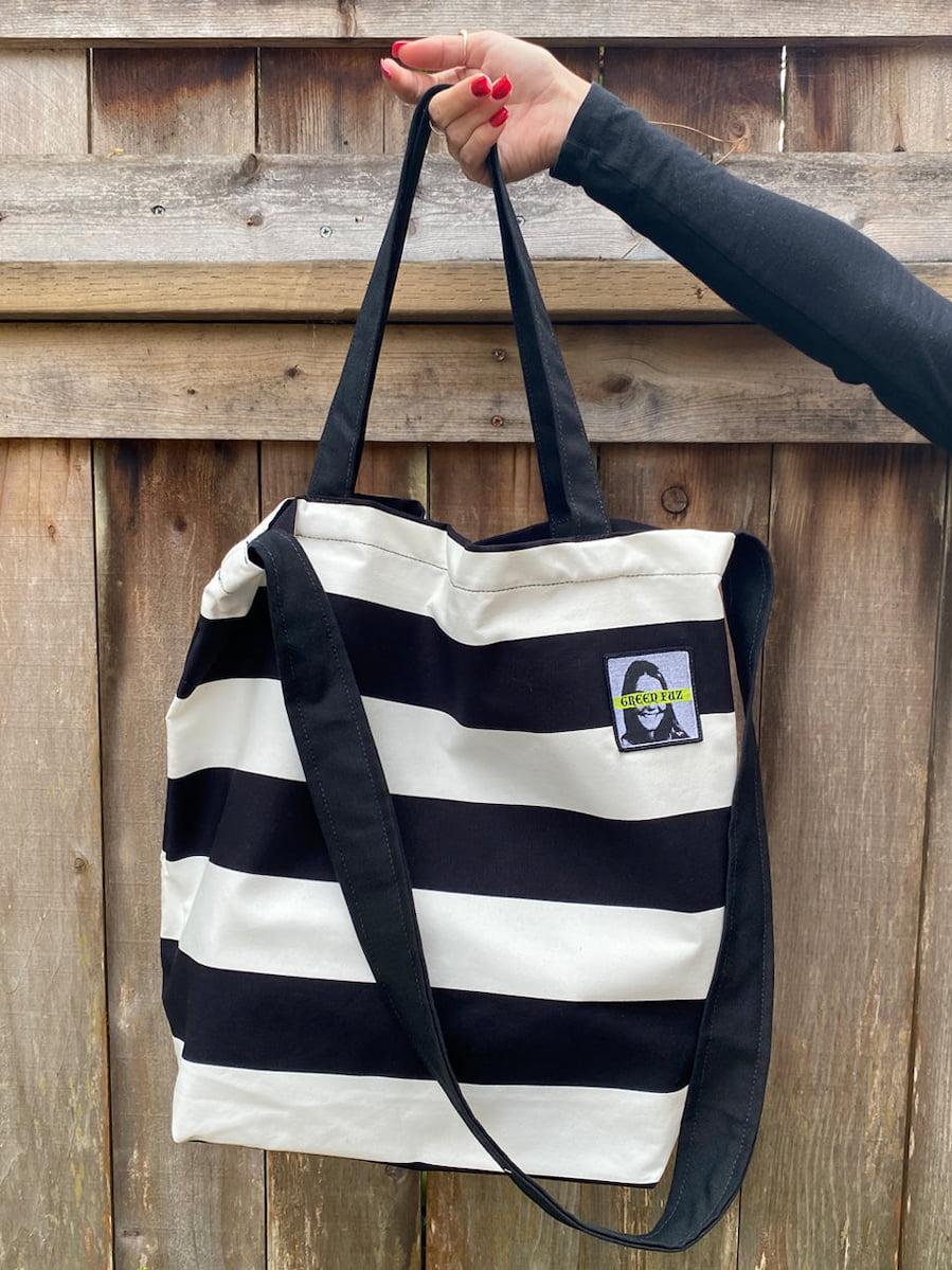 Green Fuz Beach City Bag - Stripes front