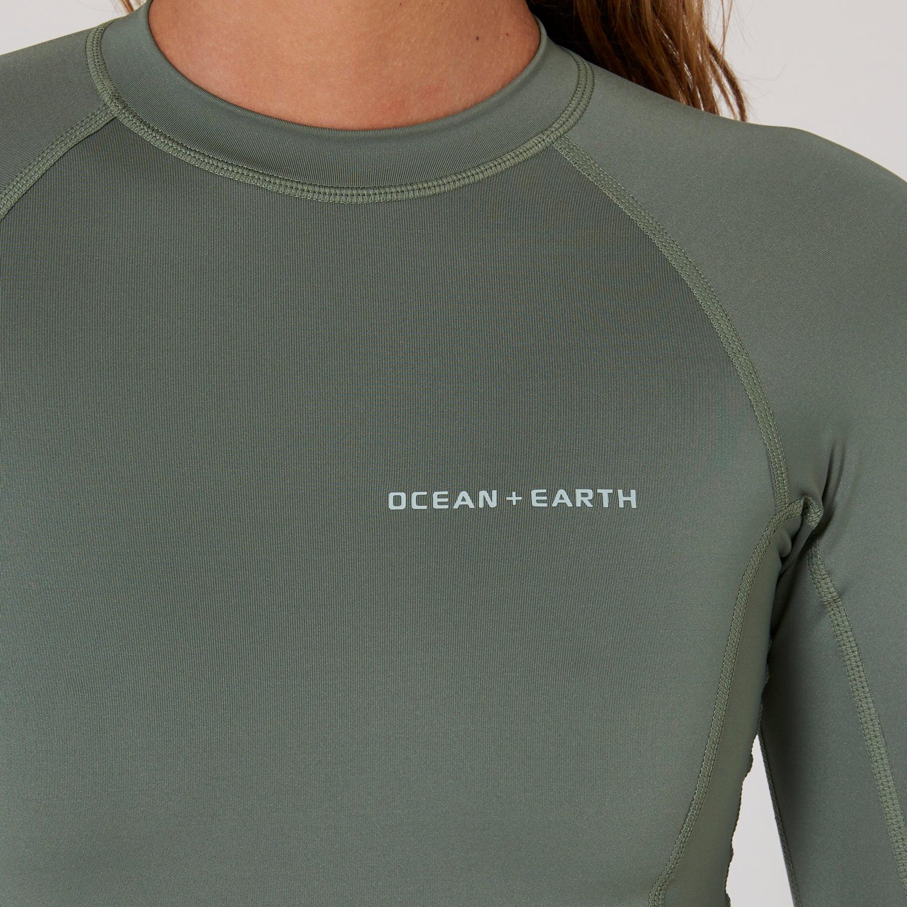 Ladies Oceana Long Sleeve Back Zip Lycra Suit - Olive