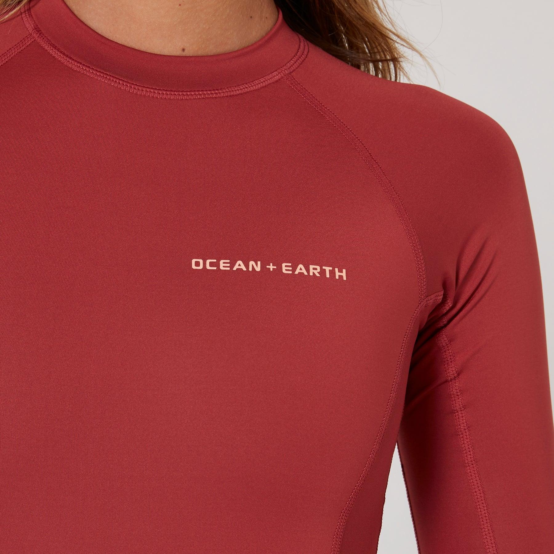 Ladies Oceana Long Sleeve Back Zip Lycra Suit - Redwood