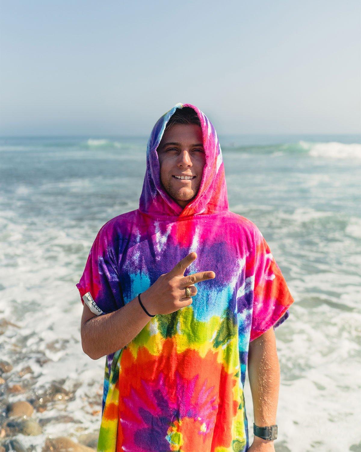 LEUS Tie Dye Changing Poncho Towel worn by Conner Coffin